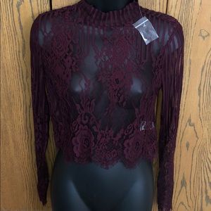 Burgundy lace blouse